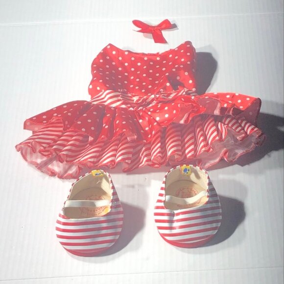 Build A Bear Candy Cane Dress Christmas Theme Ruffles Polka Dotted Red/White OS - Picture 4 of 9